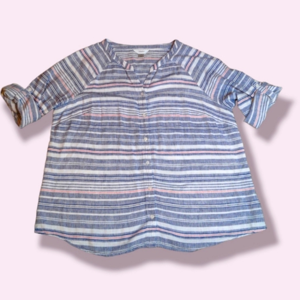 CJ BANKS EUC 1X CAPE COD BUTTON DOWN SHIRT.